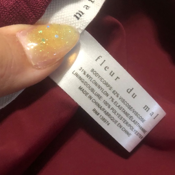 Fleur du Mal Raspberry Red Ribbed Long Sleeve Snap Button Dress Size Medium - Picture 8 of 9